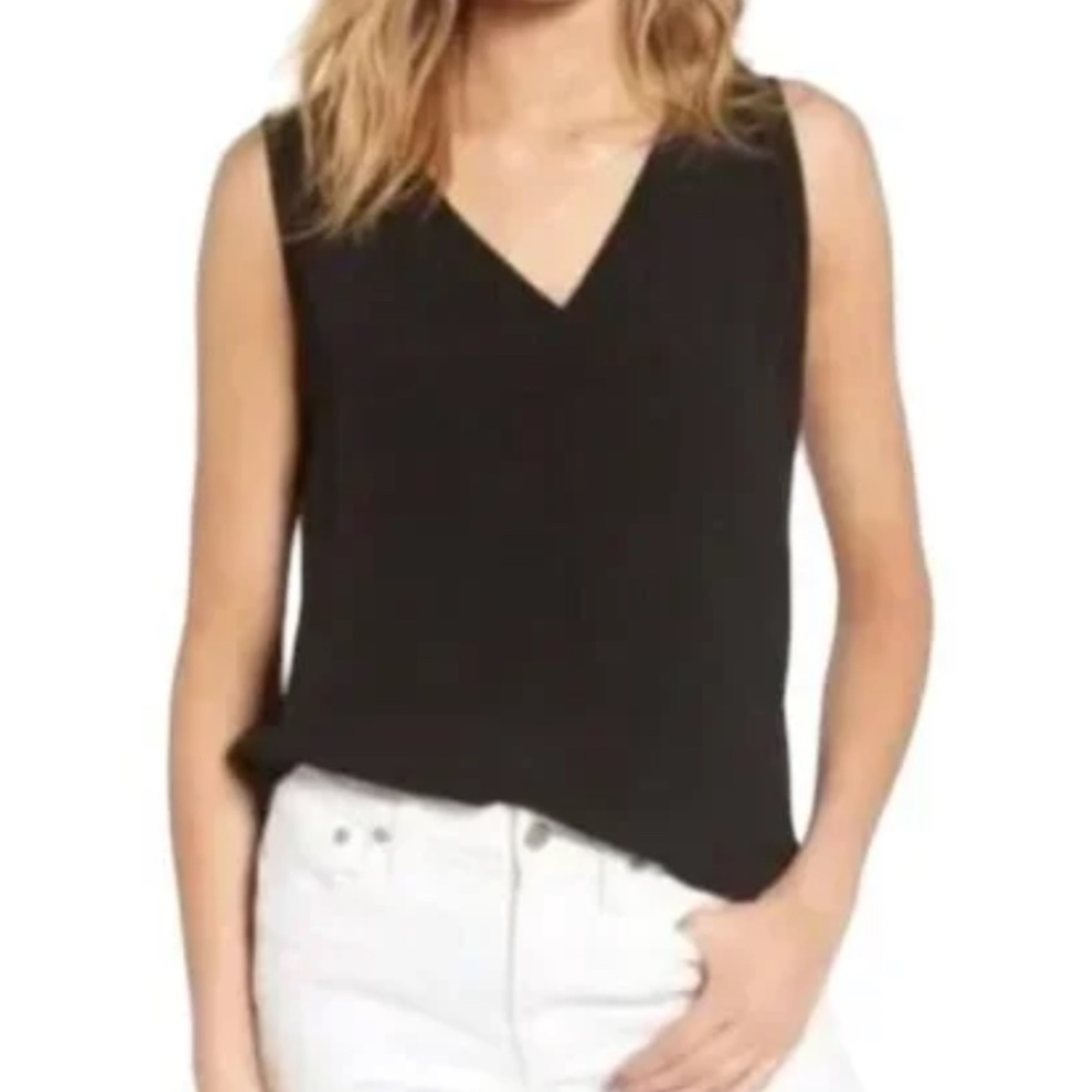 MADEWELL Daybloom Popover Black Sleeveless Top Size M